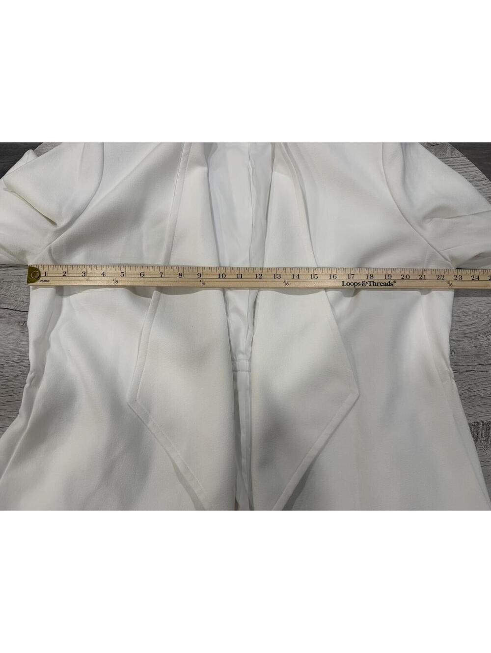 Kasper White Open Front Blazer 1X Minimalist Office Chic Lightweight Jacket - Picture 6 of 9